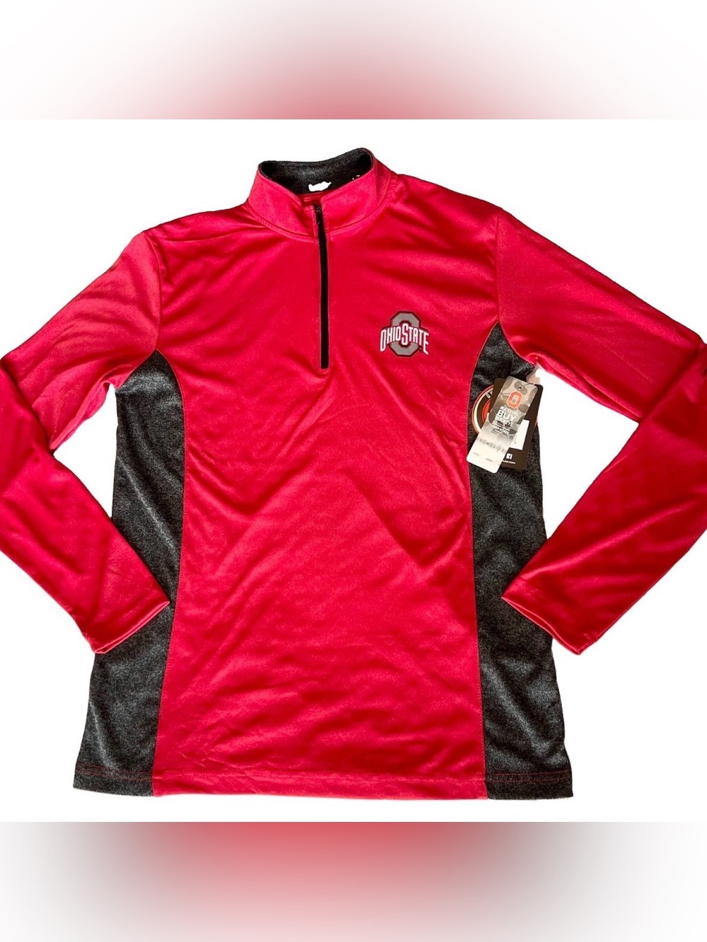NWT Mens Size S Ohio State Buckeyes Colosseum 1/4 Zip Pullover Red Gray Football